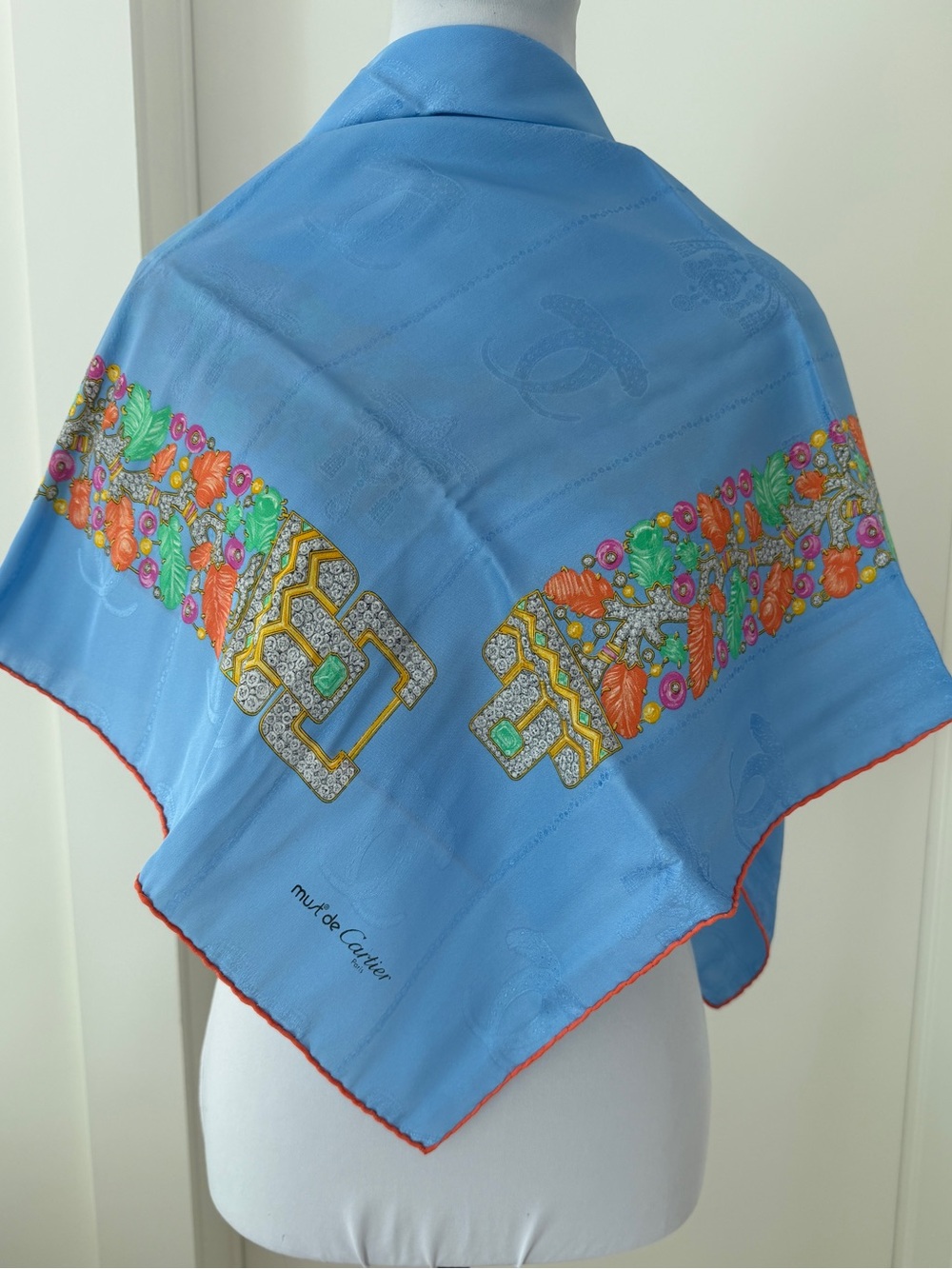 MUST DE CARTIER Silk Square Scarf Jewel Belt Print Panther Jacquard Luxury Chic